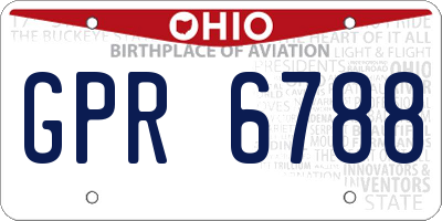 OH license plate GPR6788