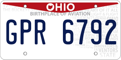 OH license plate GPR6792