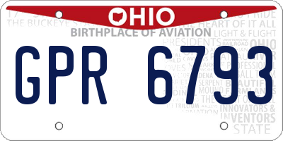 OH license plate GPR6793