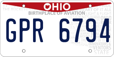 OH license plate GPR6794