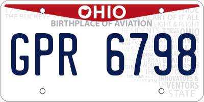 OH license plate GPR6798