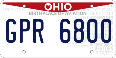 OH license plate GPR6800