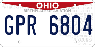 OH license plate GPR6804