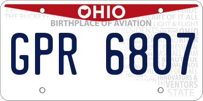 OH license plate GPR6807