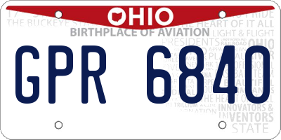 OH license plate GPR6840