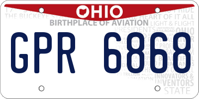 OH license plate GPR6868