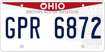 OH license plate GPR6872