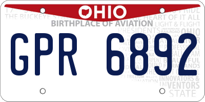 OH license plate GPR6892
