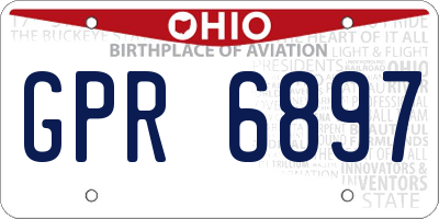 OH license plate GPR6897