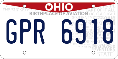 OH license plate GPR6918