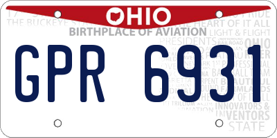 OH license plate GPR6931