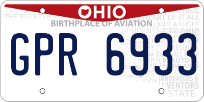 OH license plate GPR6933