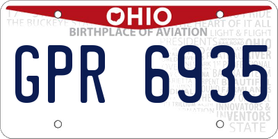 OH license plate GPR6935