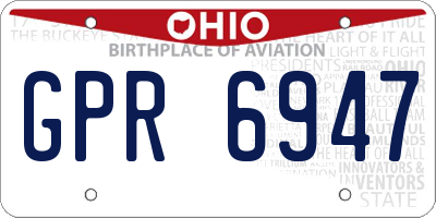 OH license plate GPR6947
