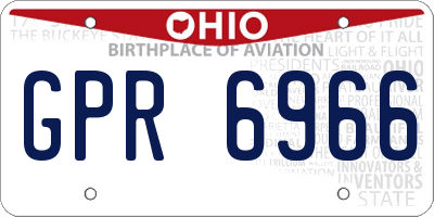 OH license plate GPR6966
