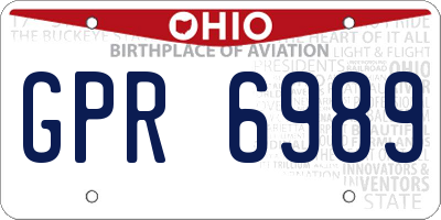 OH license plate GPR6989