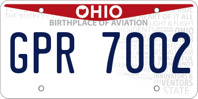 OH license plate GPR7002