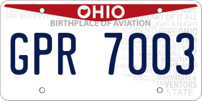 OH license plate GPR7003