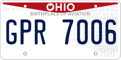 OH license plate GPR7006