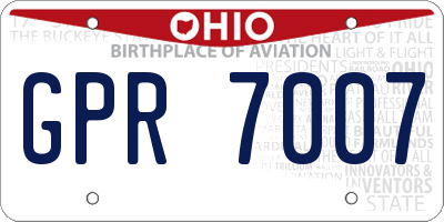 OH license plate GPR7007