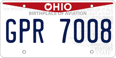 OH license plate GPR7008