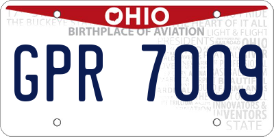 OH license plate GPR7009