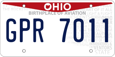 OH license plate GPR7011