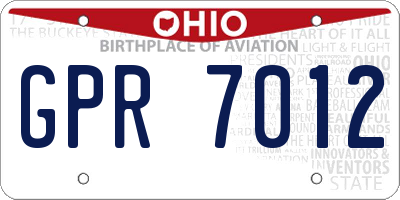 OH license plate GPR7012