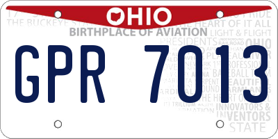 OH license plate GPR7013