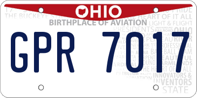 OH license plate GPR7017