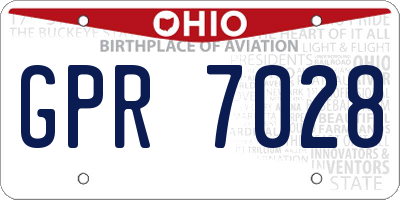 OH license plate GPR7028