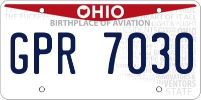 OH license plate GPR7030