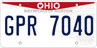 OH license plate GPR7040
