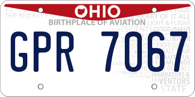 OH license plate GPR7067