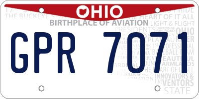 OH license plate GPR7071