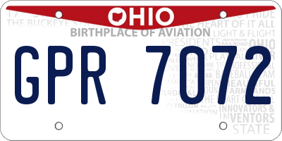 OH license plate GPR7072