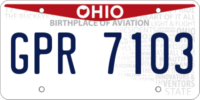 OH license plate GPR7103