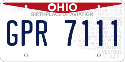 OH license plate GPR7111