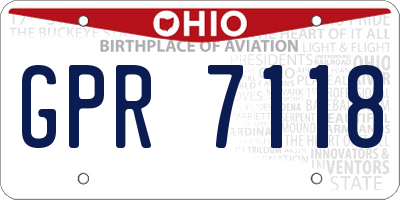 OH license plate GPR7118