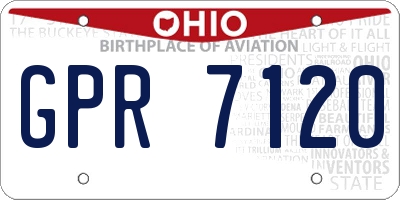 OH license plate GPR7120