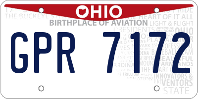 OH license plate GPR7172