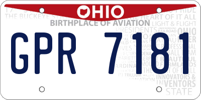 OH license plate GPR7181