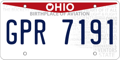 OH license plate GPR7191