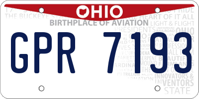 OH license plate GPR7193