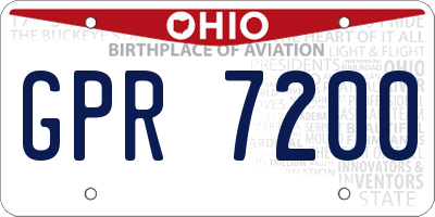 OH license plate GPR7200