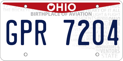 OH license plate GPR7204
