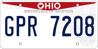 OH license plate GPR7208