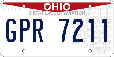 OH license plate GPR7211