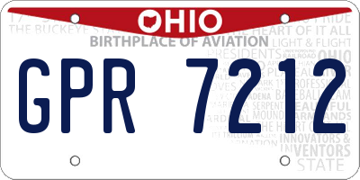 OH license plate GPR7212