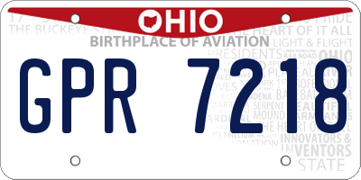 OH license plate GPR7218